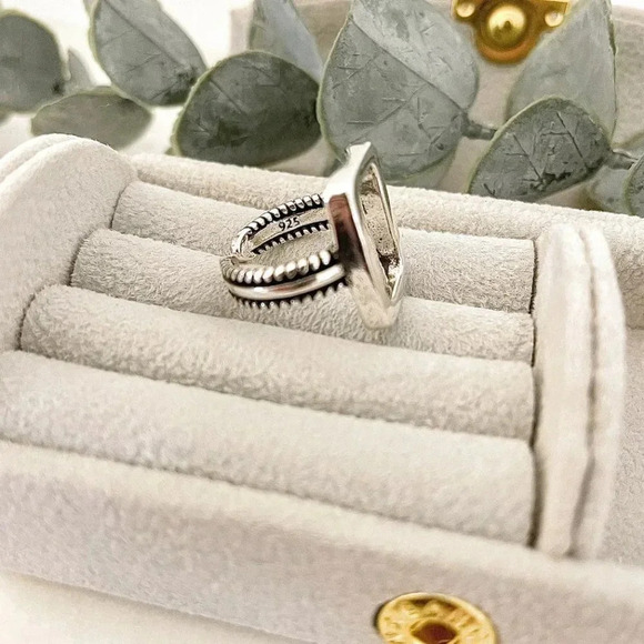 925 Sterling Silver Chunky Ring Rectangle Geometric Minimalist Ring - Picture 6 of 6